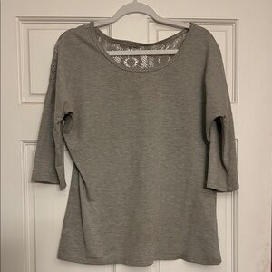 Maurices Gray Women's Blouse with Lace Detail